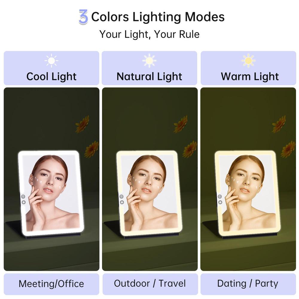 FUNTOUCH 3-color LEDs modes provide cool natural warm lighting for makeup