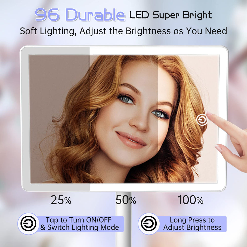 Funtouch detachable 10x magnifying mirror helps inspect eyelash and eyeliner precision.
