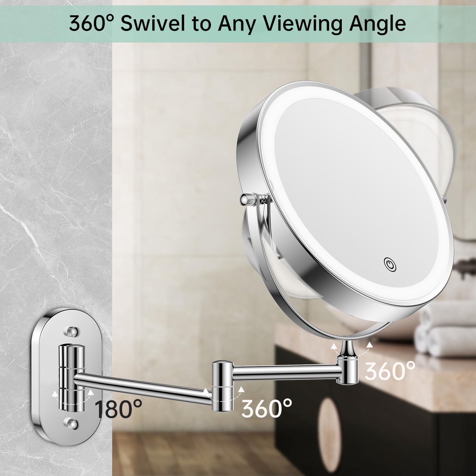 FUNTOUCH Extendable arm with 360° rotation offers flexible viewing angles.