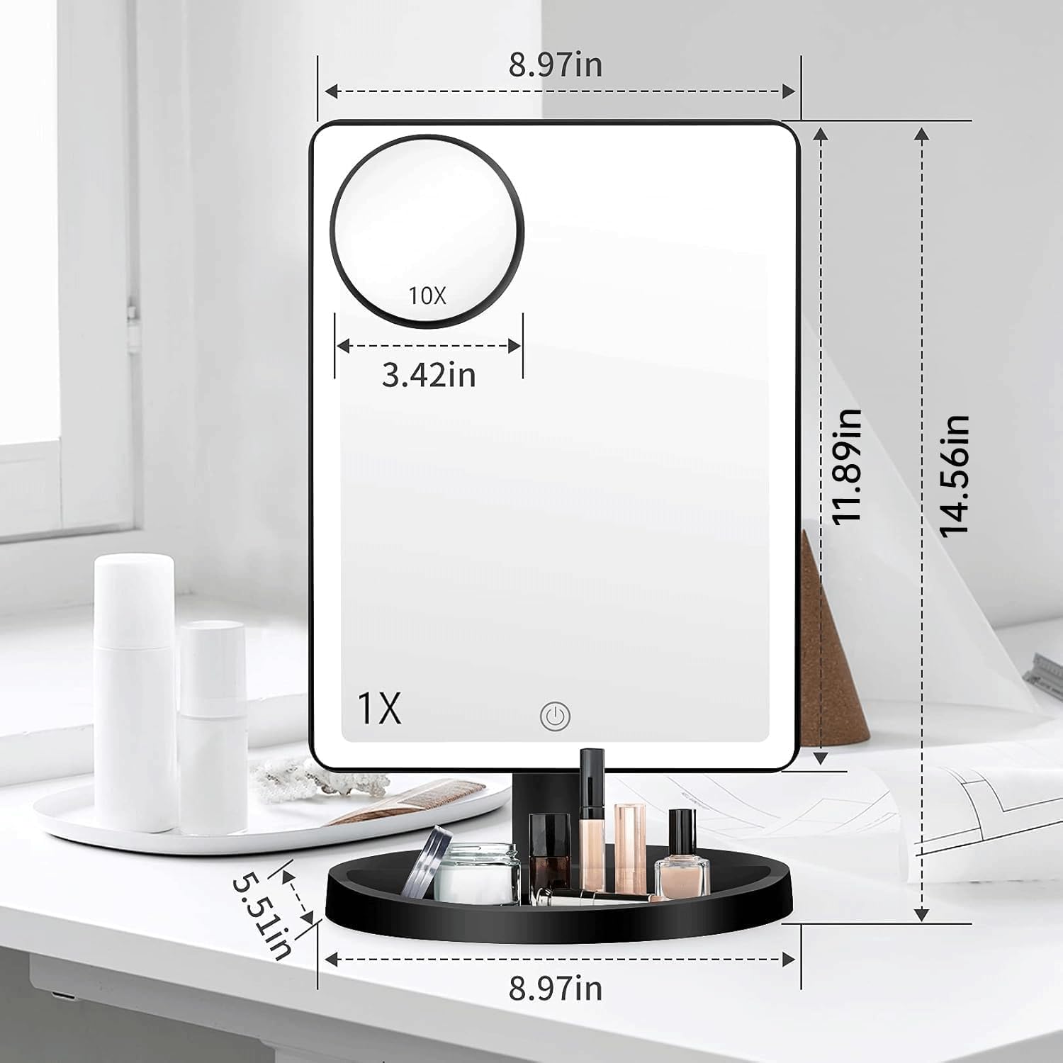 FUNTOUCH makeup mirror 88 LEDs for clear makeup application