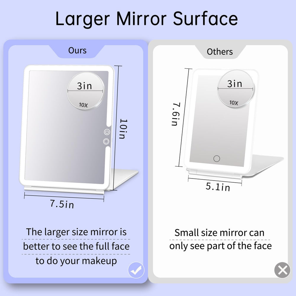 FUNTOUCH rechargeable mirror powered by 1800mAh battery for travel days.