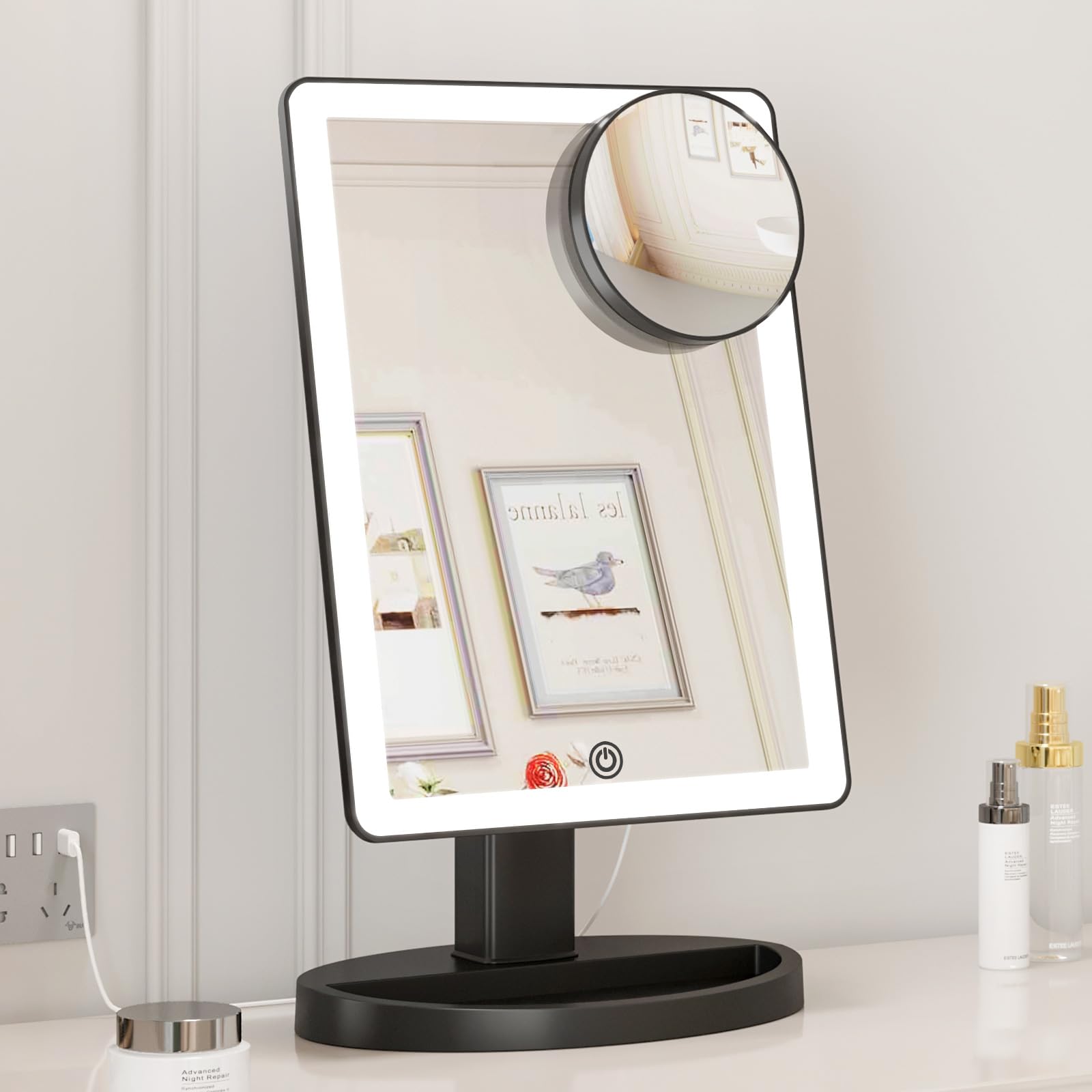 FUNTOUCH mirror shows three color lighting modes for natural tones