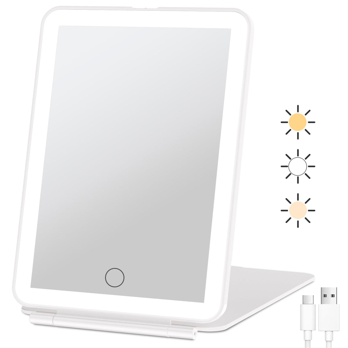 FUNTOUCH travel makeup mirror with 72 LEDs for precise makeup application