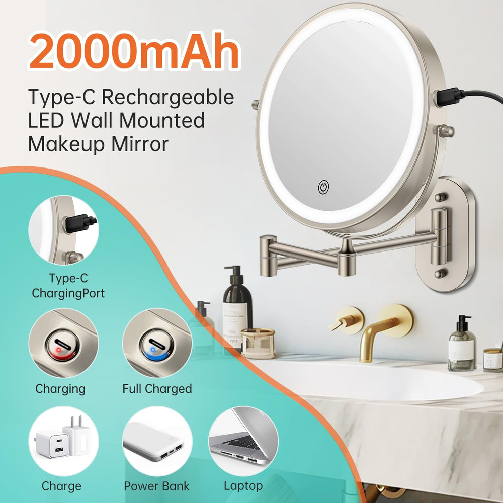 FUNTOUCH double-sided 1X/10X mirror close-up for precise makeup application