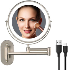 FUNTOUCH rechargeable wall-mounted makeup mirror front view shows compact vanity with lighting