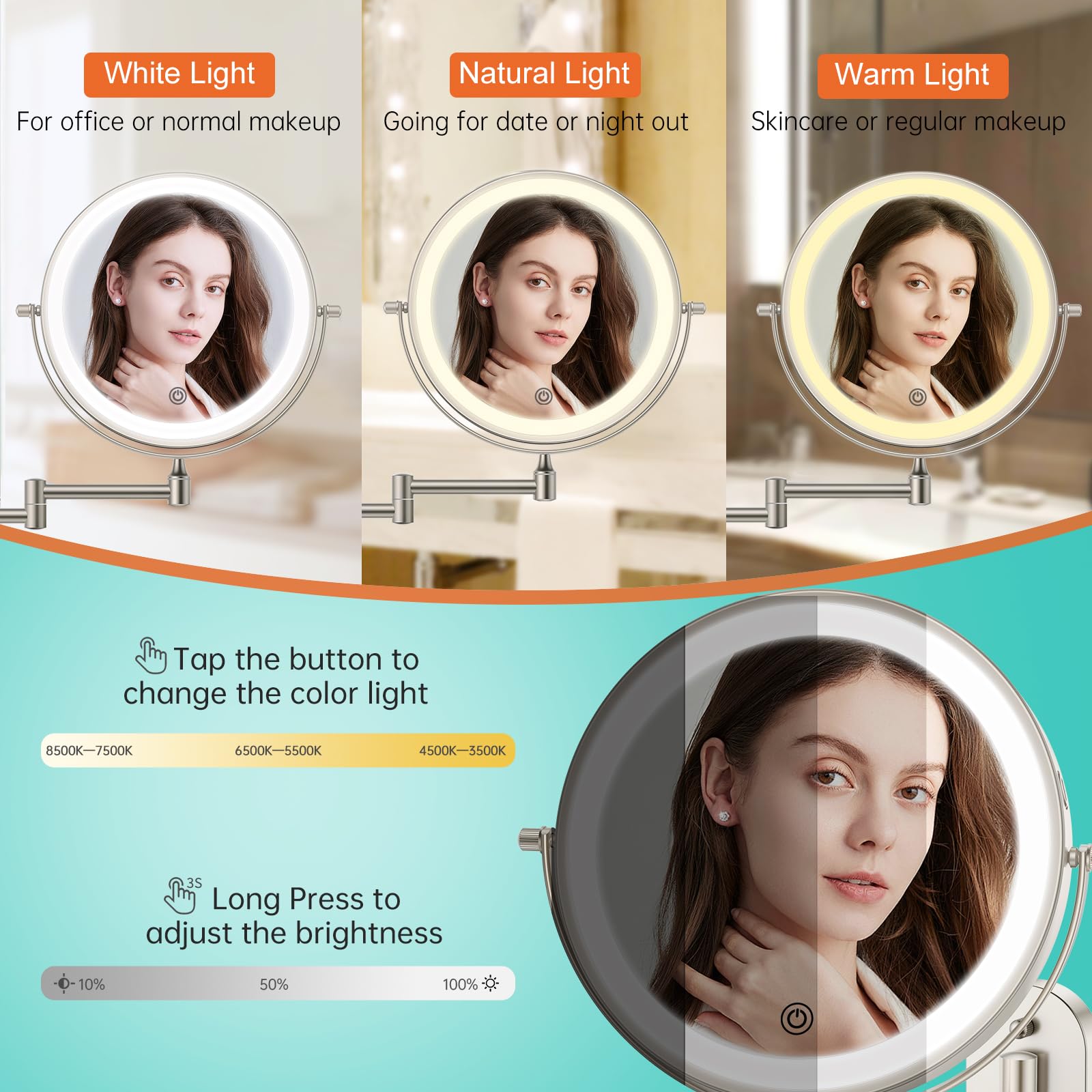 FUNTOUCH mirror displays three color lights for accurate tone evaluation