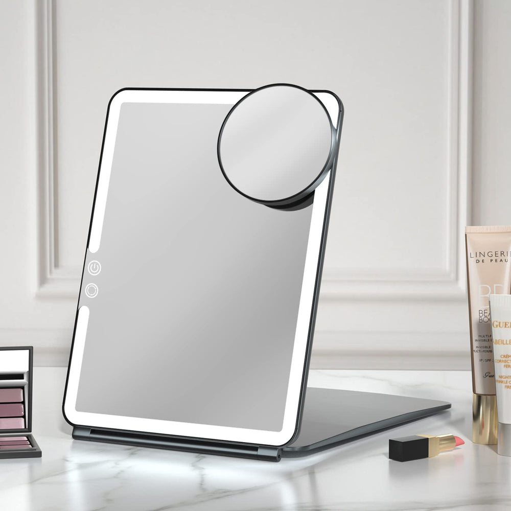 FUNTOUCH travel makeup mirror with 72 LEDs offers bright, even lighting on the go