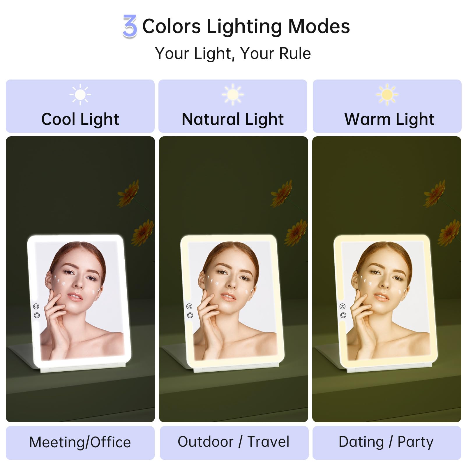 FUNTOUCH three lighting colors help you see skin tone variations clearly.