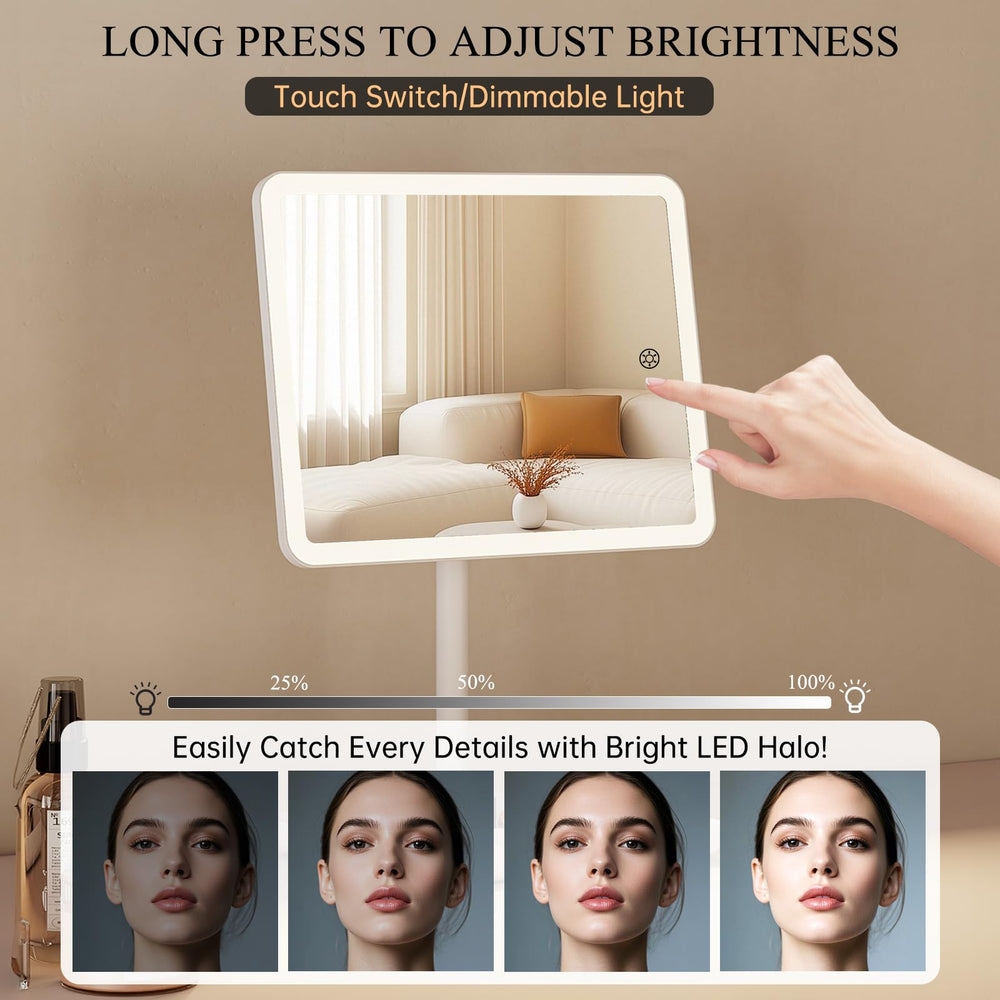 FUNTOUCH vanity mirror 360-rotation base provides flexible desk setup