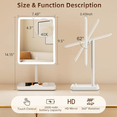 FUNTOUCH vanity mirror 40x magnifier attachment aids precise eye makeup and tweezing