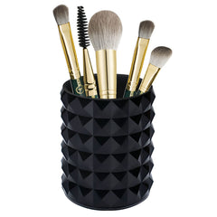 Funtygy acrylic makeup brush holder round top view for easy brush access and neat vanity
