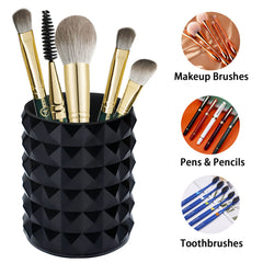 Funtygy black crystal makeup brush cup on desk emphasizes quick access