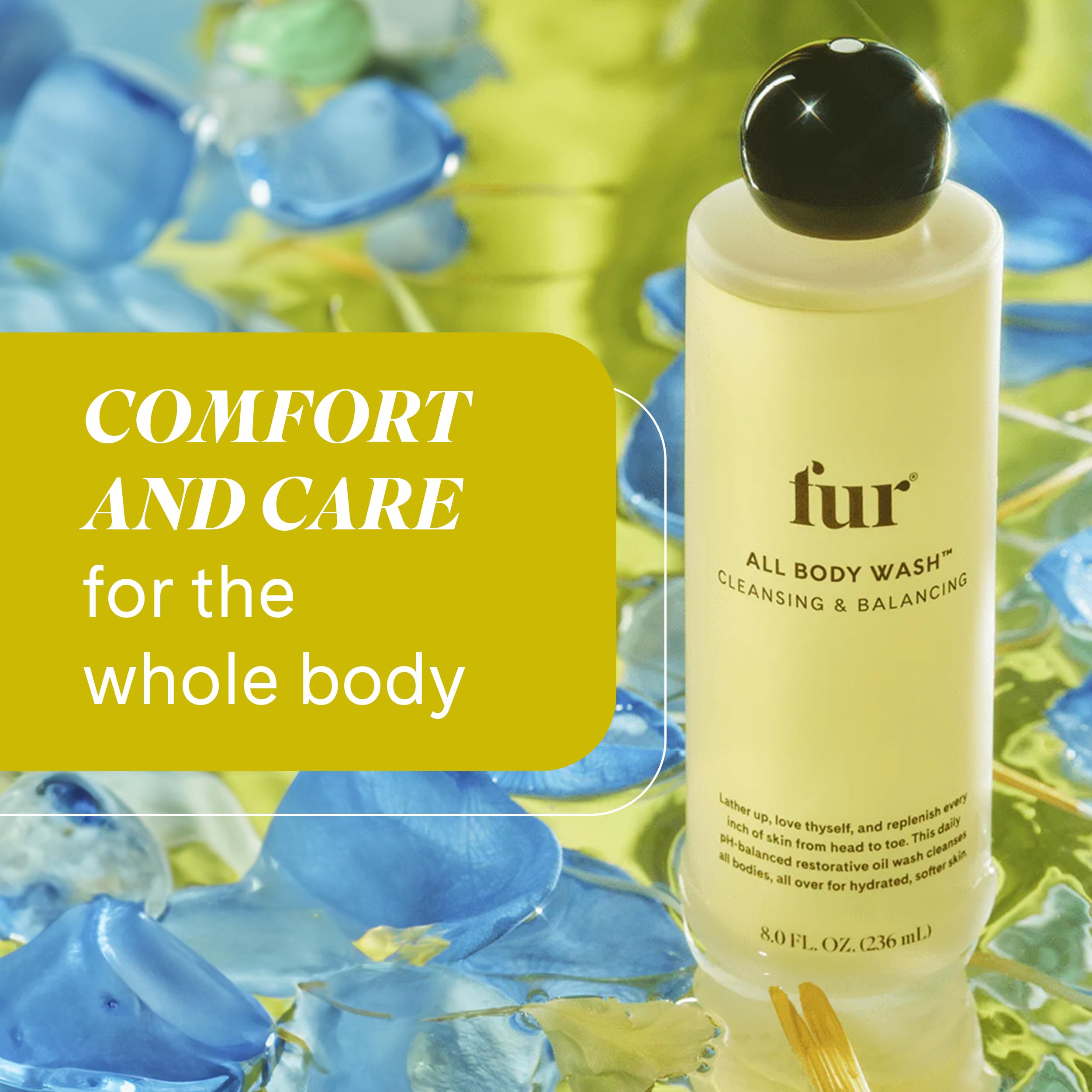 Fur All Body Wash intimate-area-safe label implies gentle care for sensitive skin.