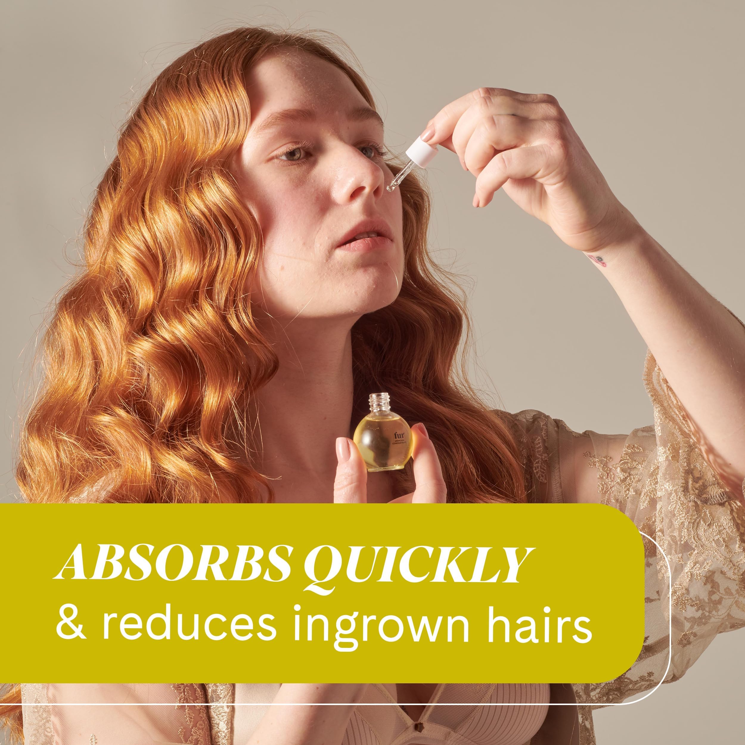 Fur Ingrown Concentrate application rub demonstrates soothing massage for irritated areas.