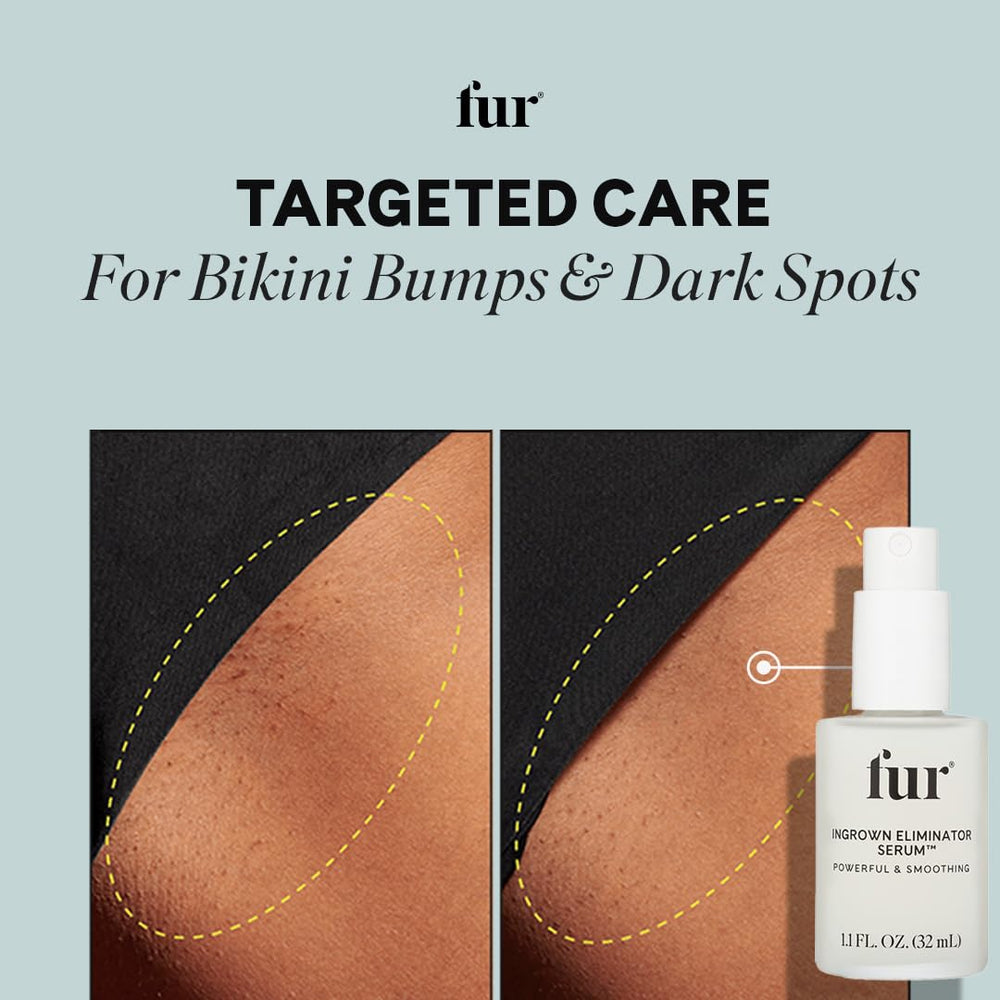 Fur Ingrown Eliminator Serum packaging and branding on a clean vanity shelf.