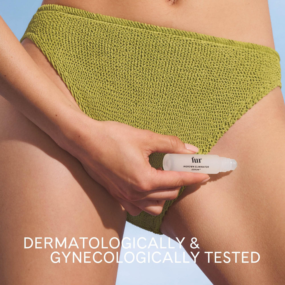 Fur Ingrown Eliminator Serum Rollerball applied after hair removal to soothe and treat.