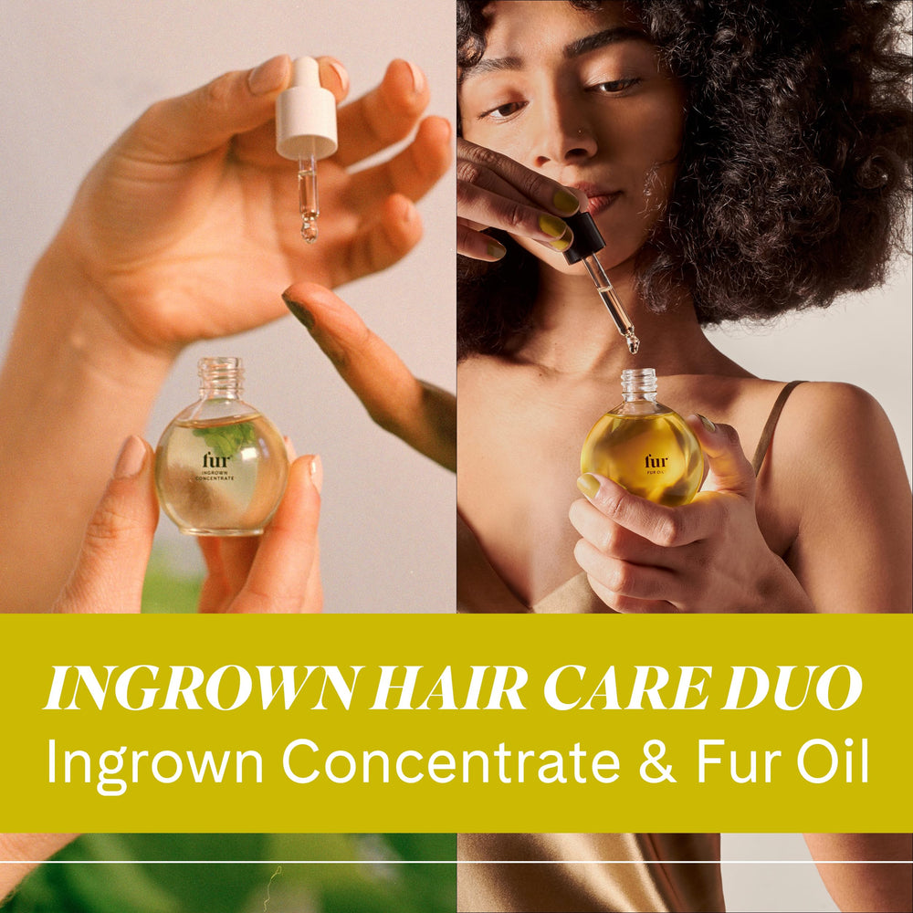 Fur Ingrown Hair Care Duo concentrate bottle close-up emphasizing pore care and gentle healing