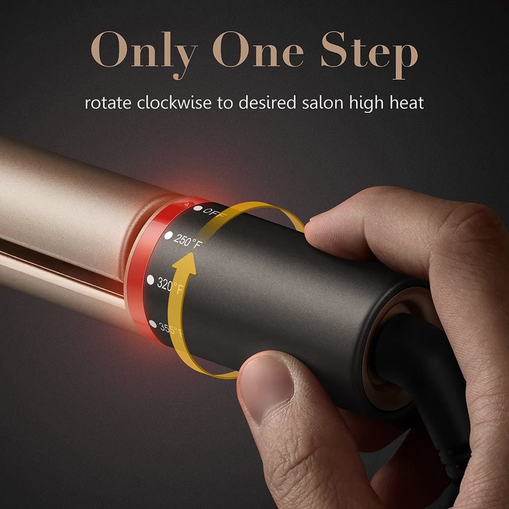 FURIDEN 2-in-1 straightener-curler with quick heat for fast results.