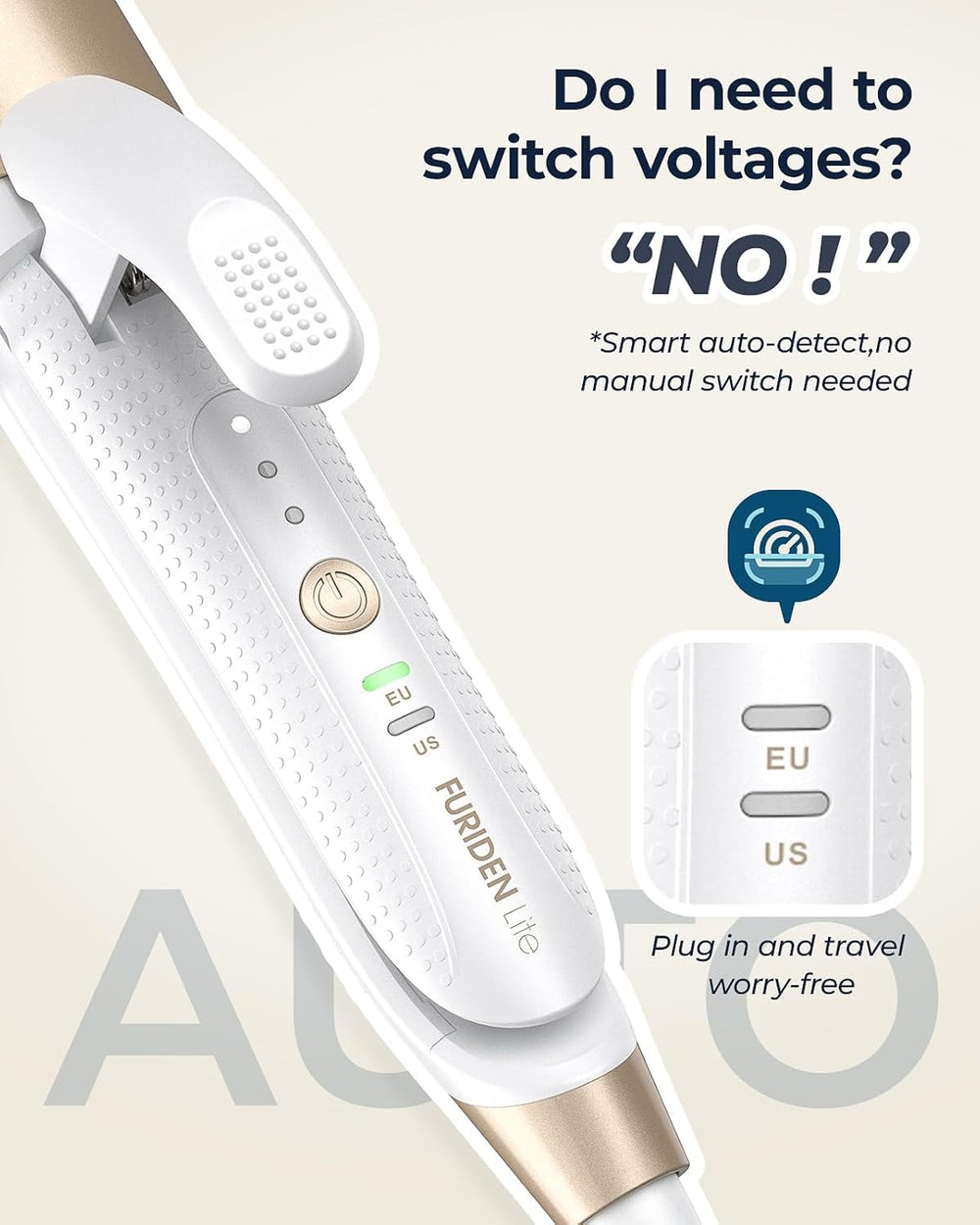 FURIDEN Lite 1.5-inch ceramic barrel creates smooth curls on shoulder-length hair.