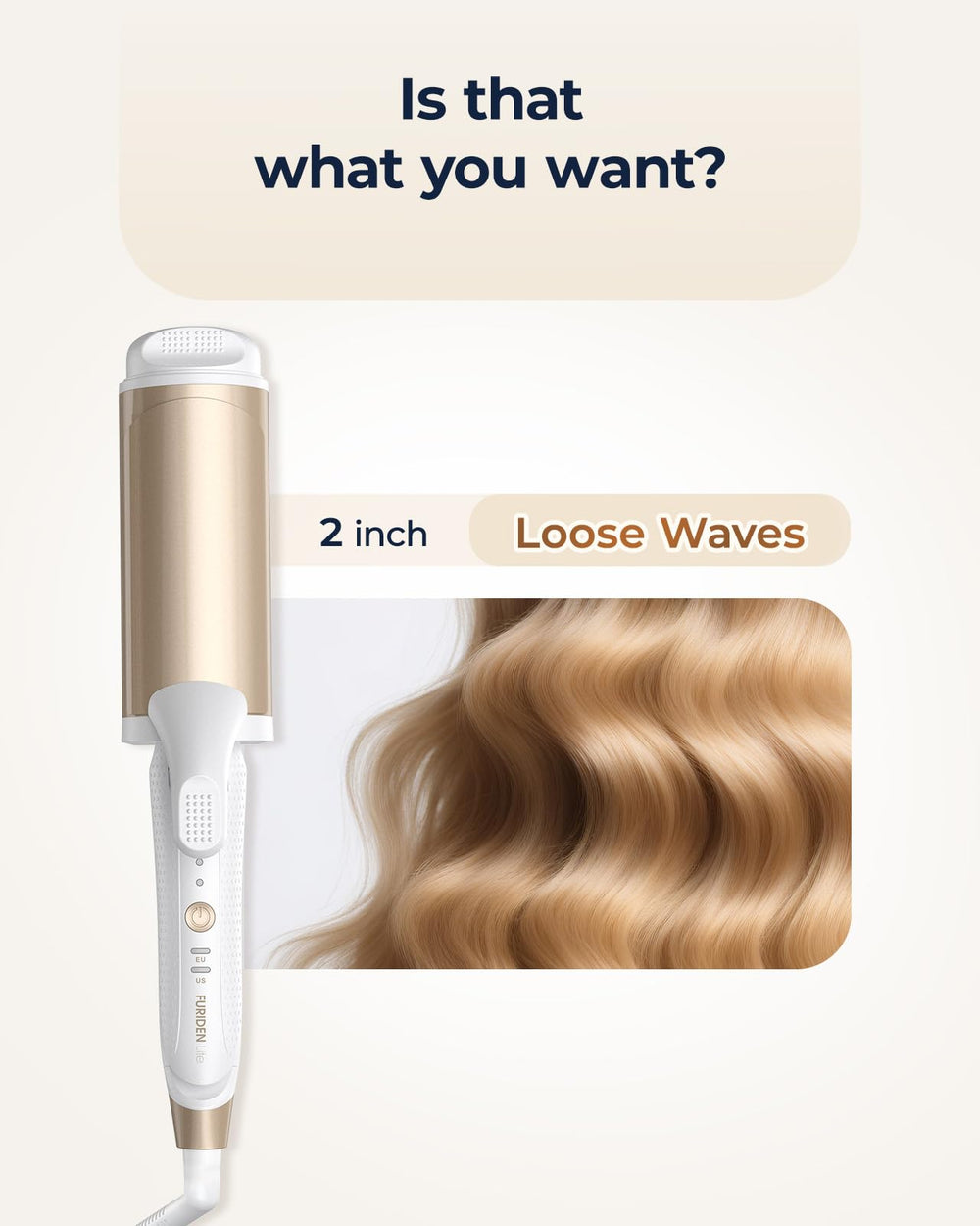 FURIDEN Lite 2-inch barrel creates loose waves for mid-length hair.
