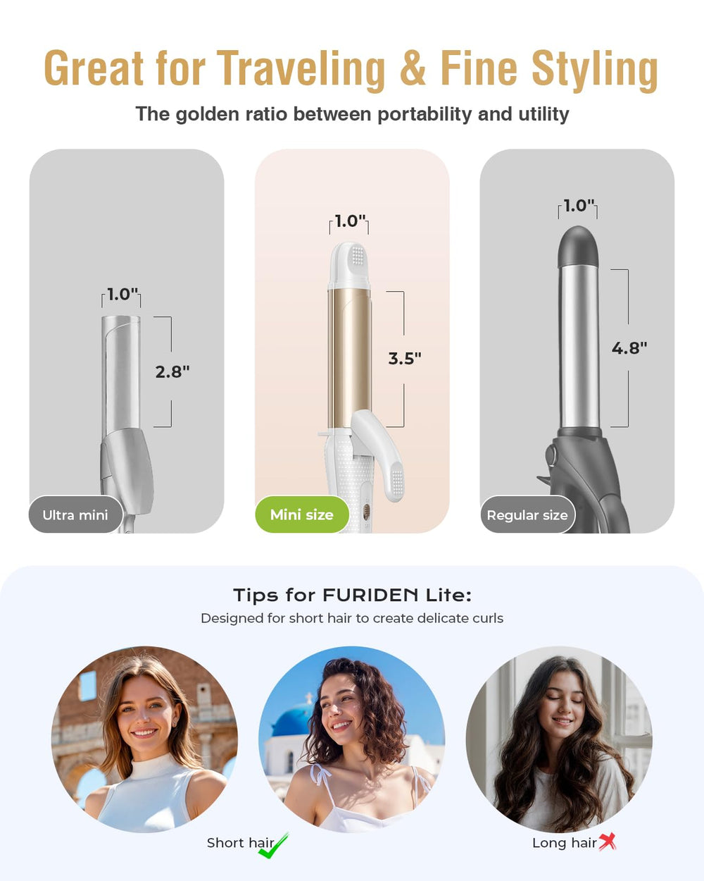 FURIDEN Lite 450°F heat supports thicker, coarser hair for defined styles.