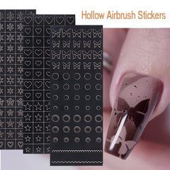 Furimuk airbrush nail stencils heart motif for precise DIY French tips.