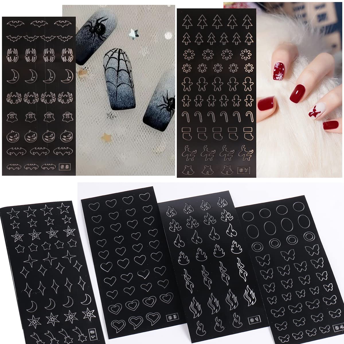 Furimuk airbrush nail stencils stars motif for bold, easy nail accents.