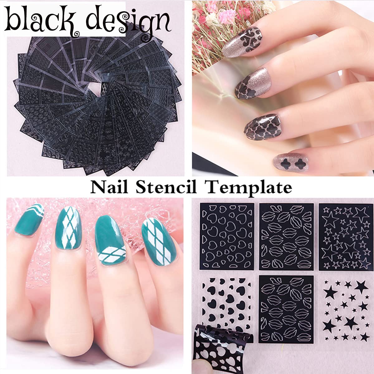 Furimuk nail stencils 12 pieces per sheet for precise detailing