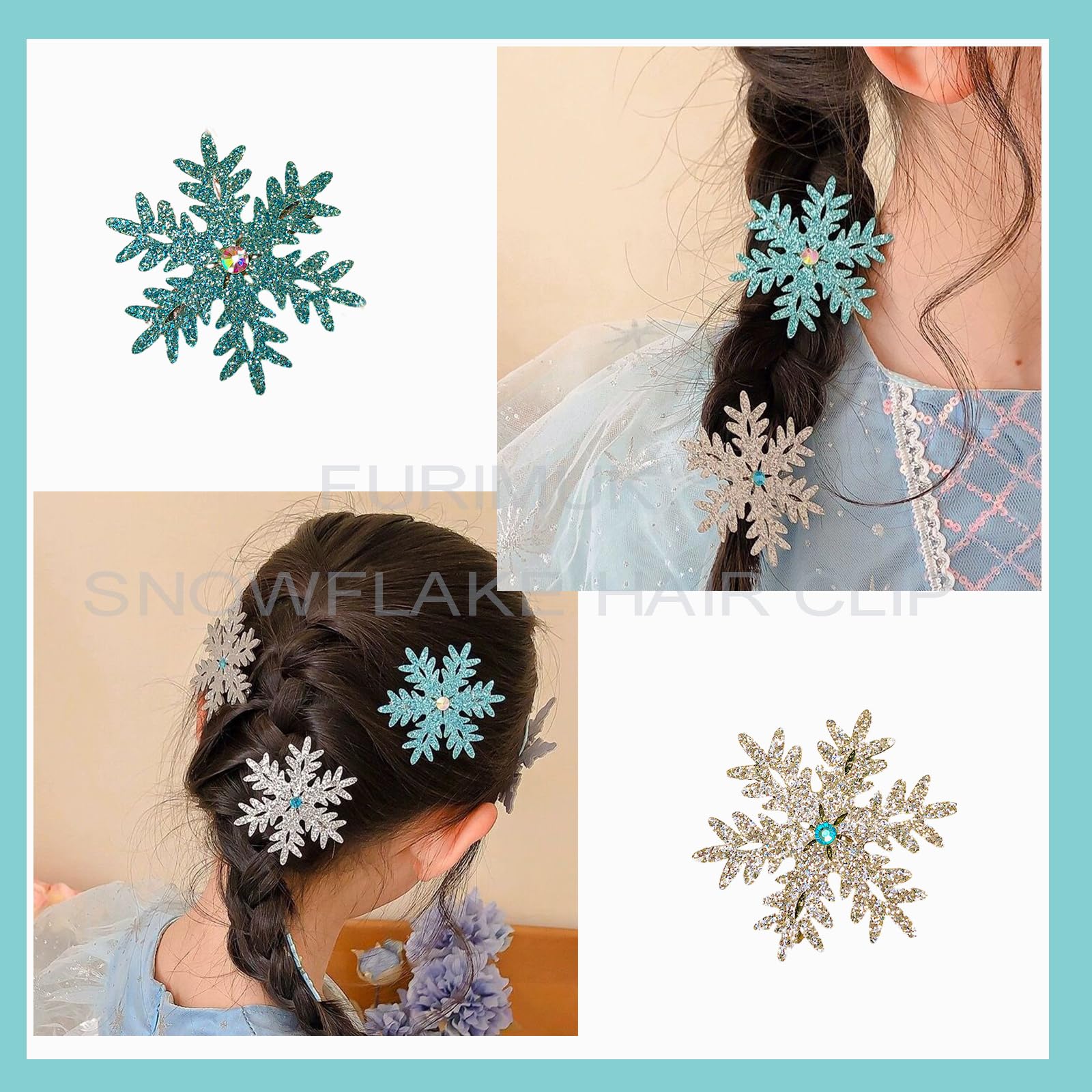 Furimuk silver glitter snowflake barrette for elegant everyday wear.
