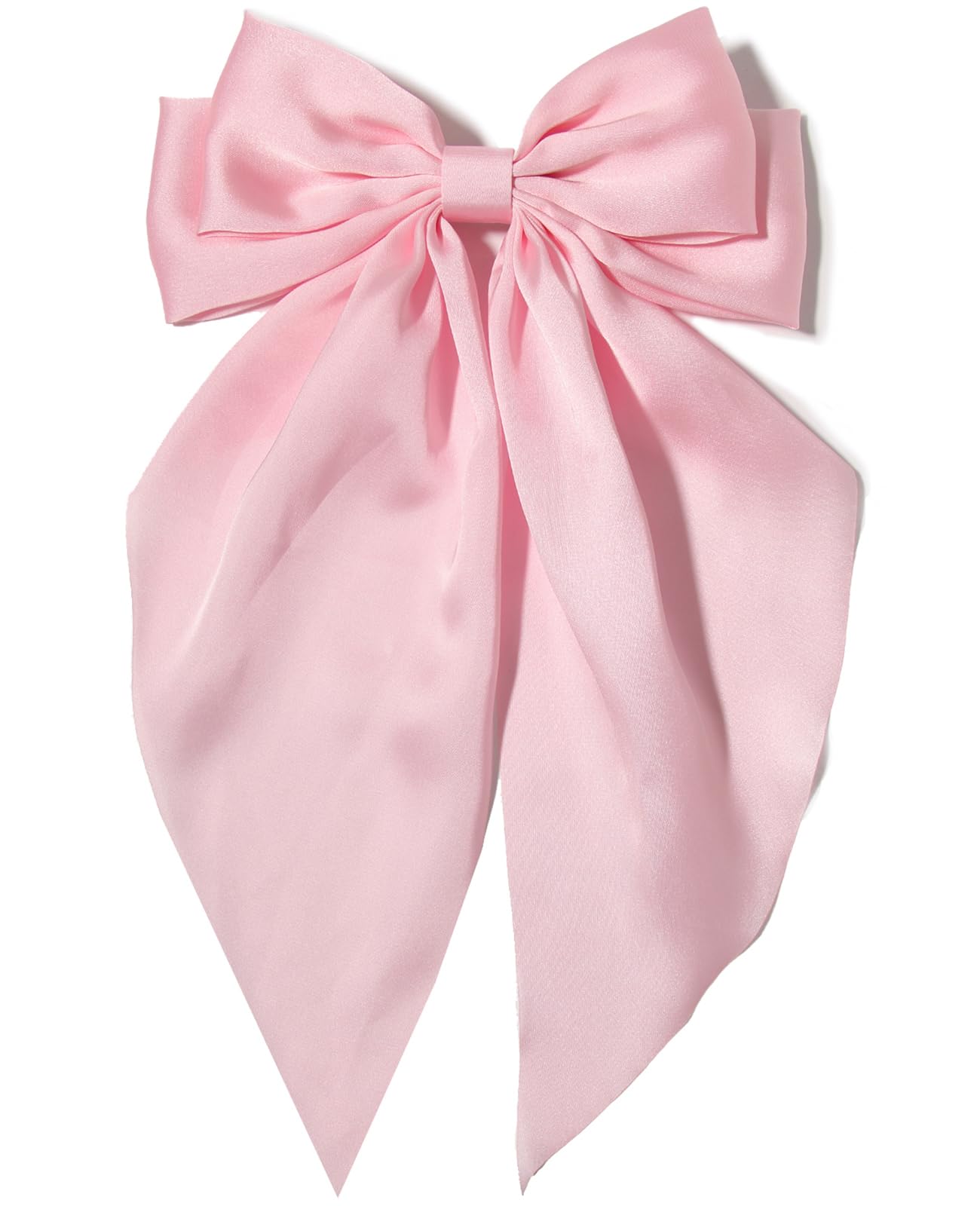Furling Pompoms hair bow clip big pink satin for elegant updos and thick hair