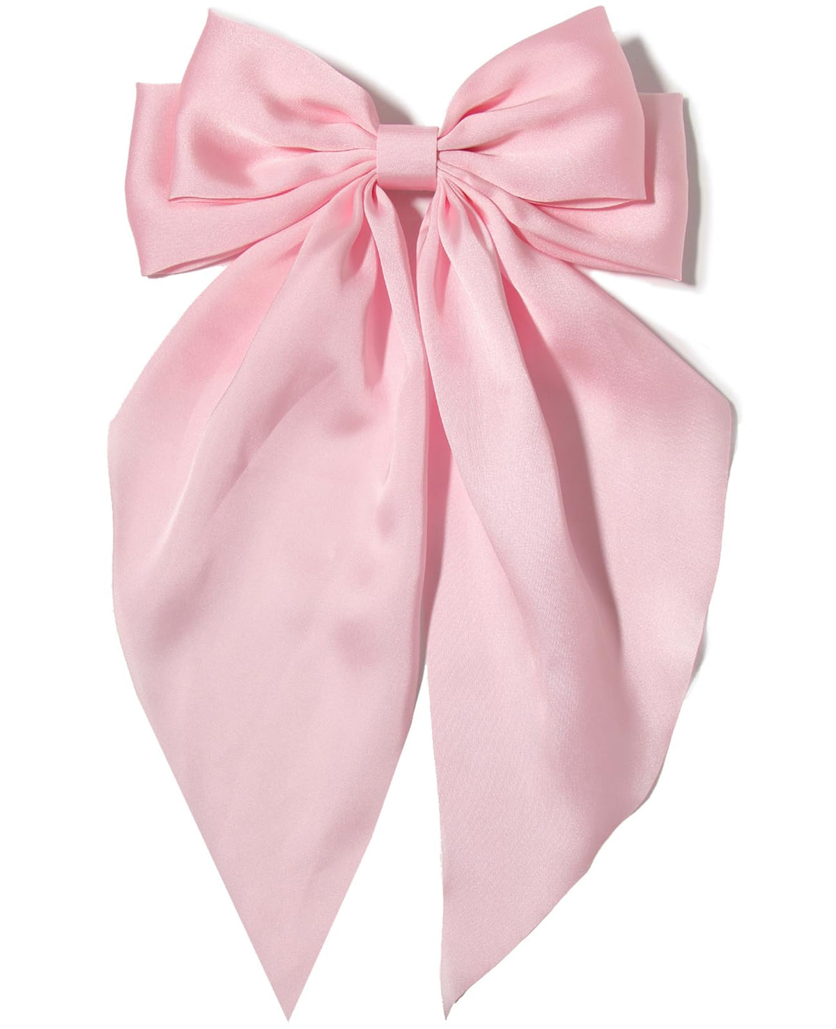 Furling Pompoms hair bow clip big pink satin for elegant updos and thick hair