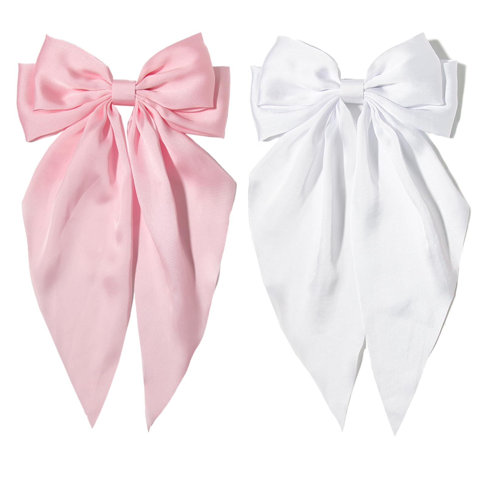 Furling Pompoms pink hair bow clip for women, adds elegant flair.