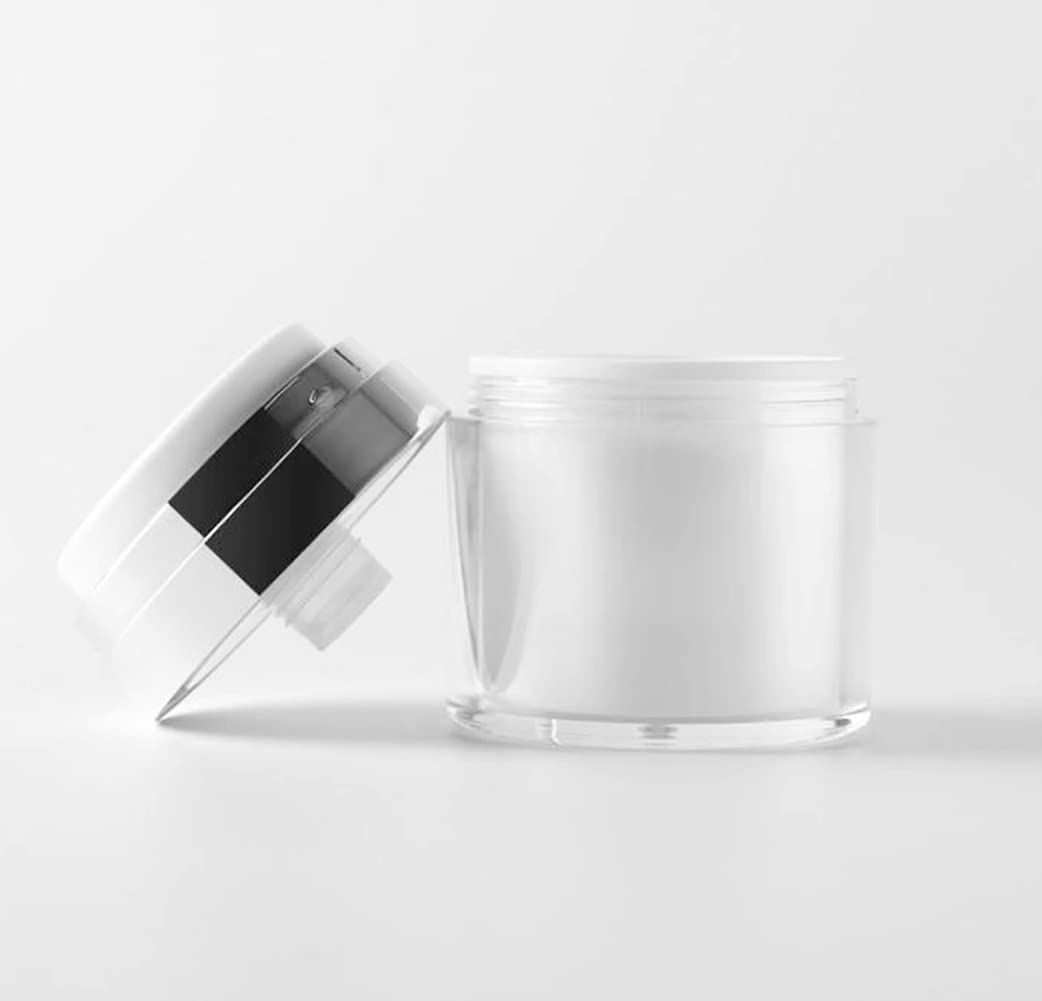 Furnido airless-pump-jar-white-lid with UV-diffusing liner protecting cosmetics.