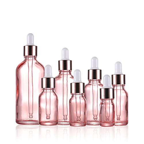 Furnido pink glass dropper bottles ideal for homemade fragrance gifts and DIY blends