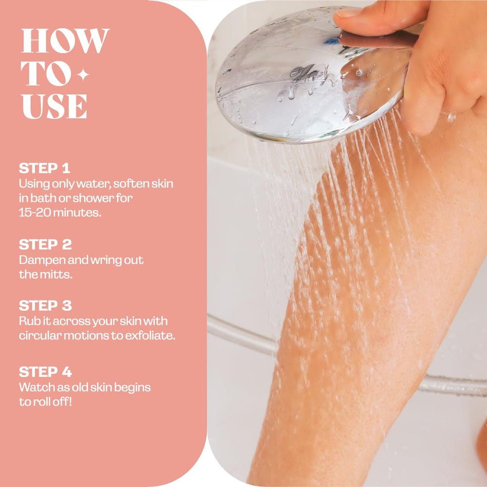FURSINA exfoliating glove used as chemical-free exfoliation alternative.
