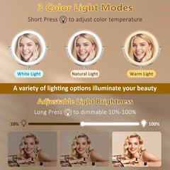 Fursourige vanity mirror with three color modes for true‑color makeup checks.