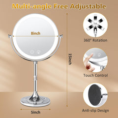 Fursourige vanity mirror with 1x/10x magnification for detailed work and close-ups.