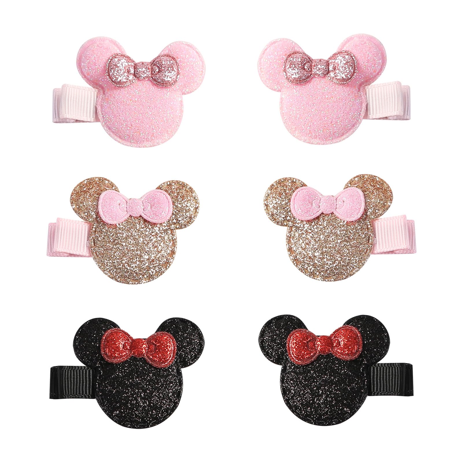 Furutonhe glitter mouse ears pink closeup with no-shed glitter for gentle daily wear.