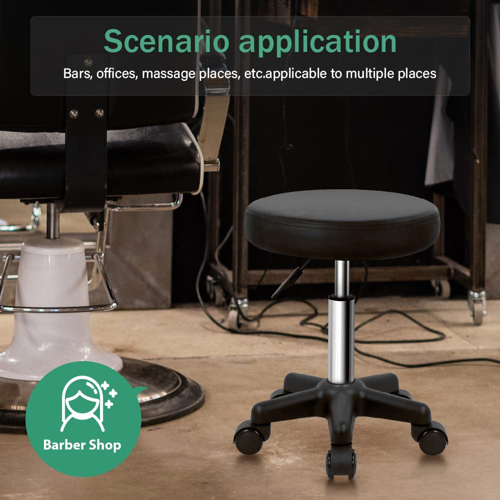 FURWOO round stool with wheels enables easy movement between stations.