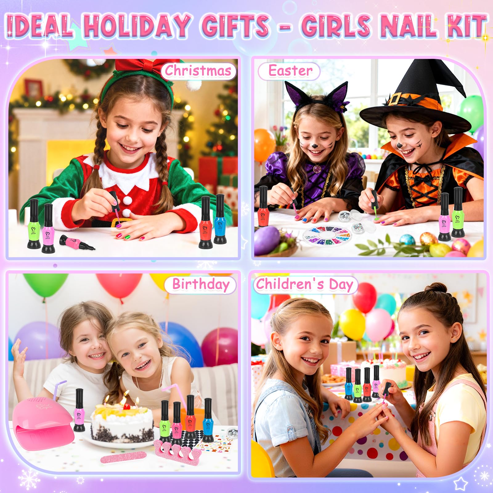 FUSPWEAO fake nails and rhinestones for quick nail-studio style finishes