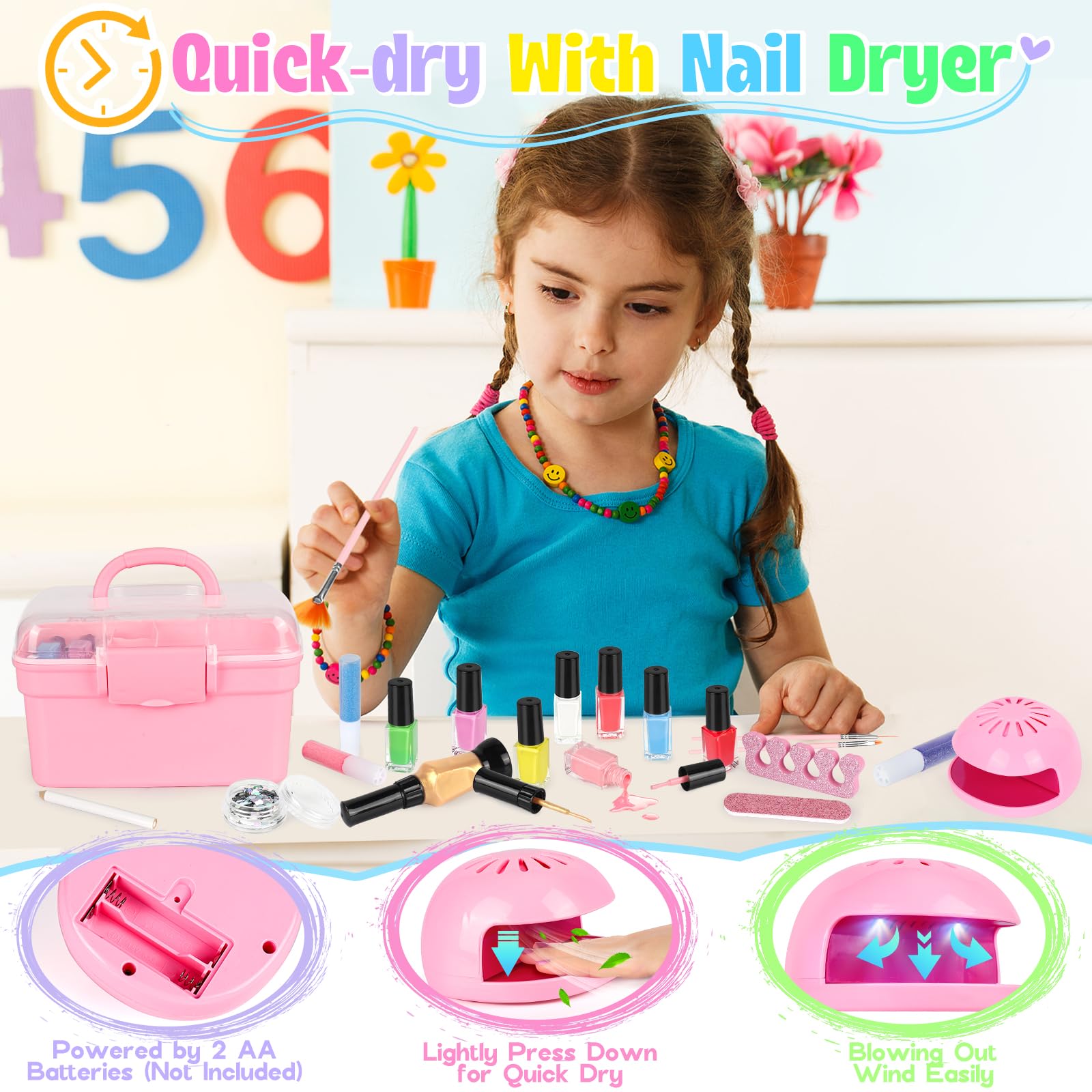 FUSPWEAO storage box open showcases large capacity to organize polishes and tools.