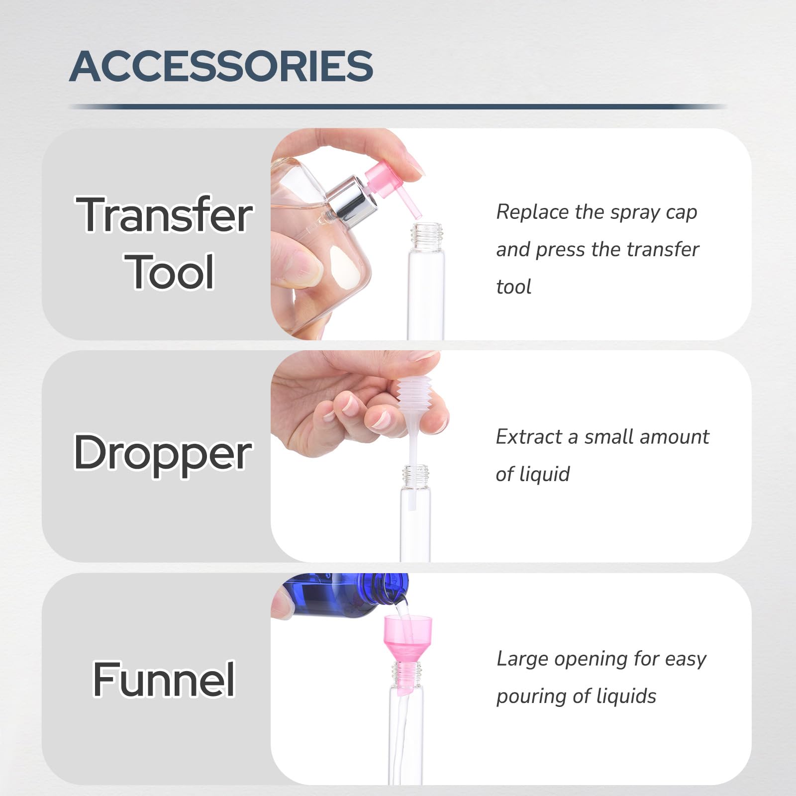Fusupak refill kit includes funnel and labels for easy fragrance organization.