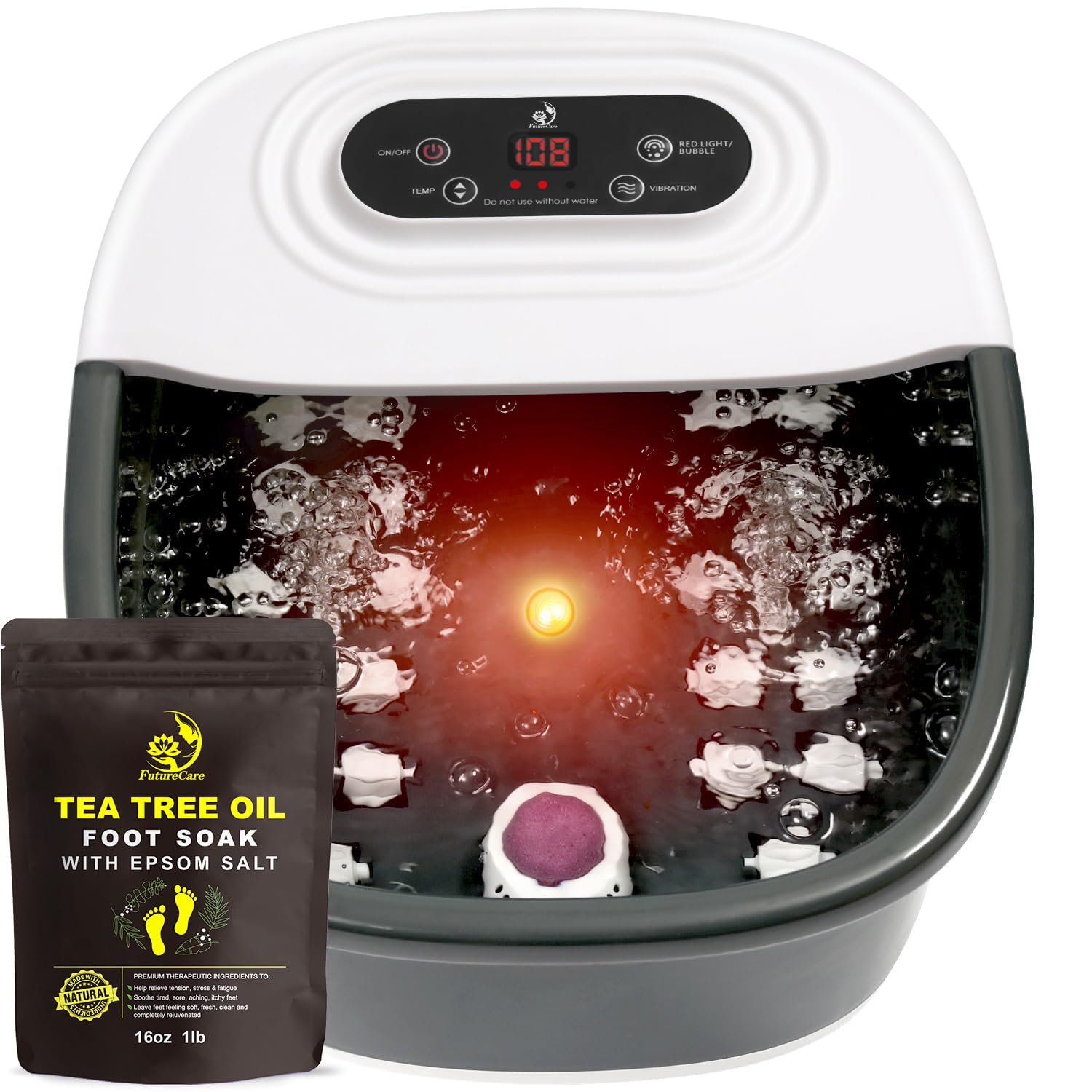 FutureCare Foot Spa heat-bubbles offers soothing warmth for a relaxing soak