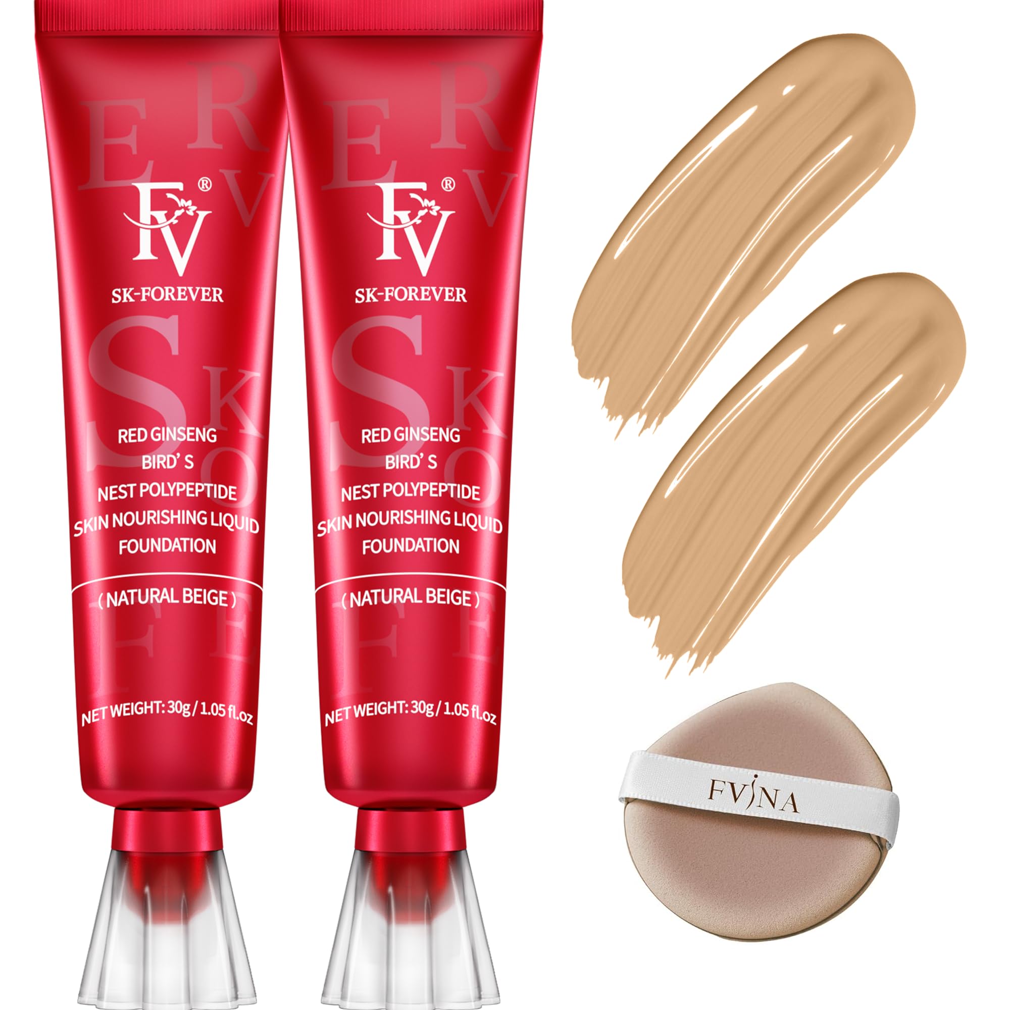 FV foundation 2-pack packaging highlights value and waterproof formula for busy mornings.