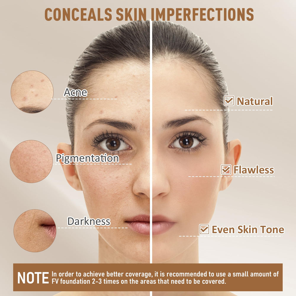 FV foundation cruelty-free pores closeup underscores breathable, non-clogging makeup