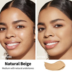 FV foundation matte finish swatch shows natural beige shade for oil-control days.