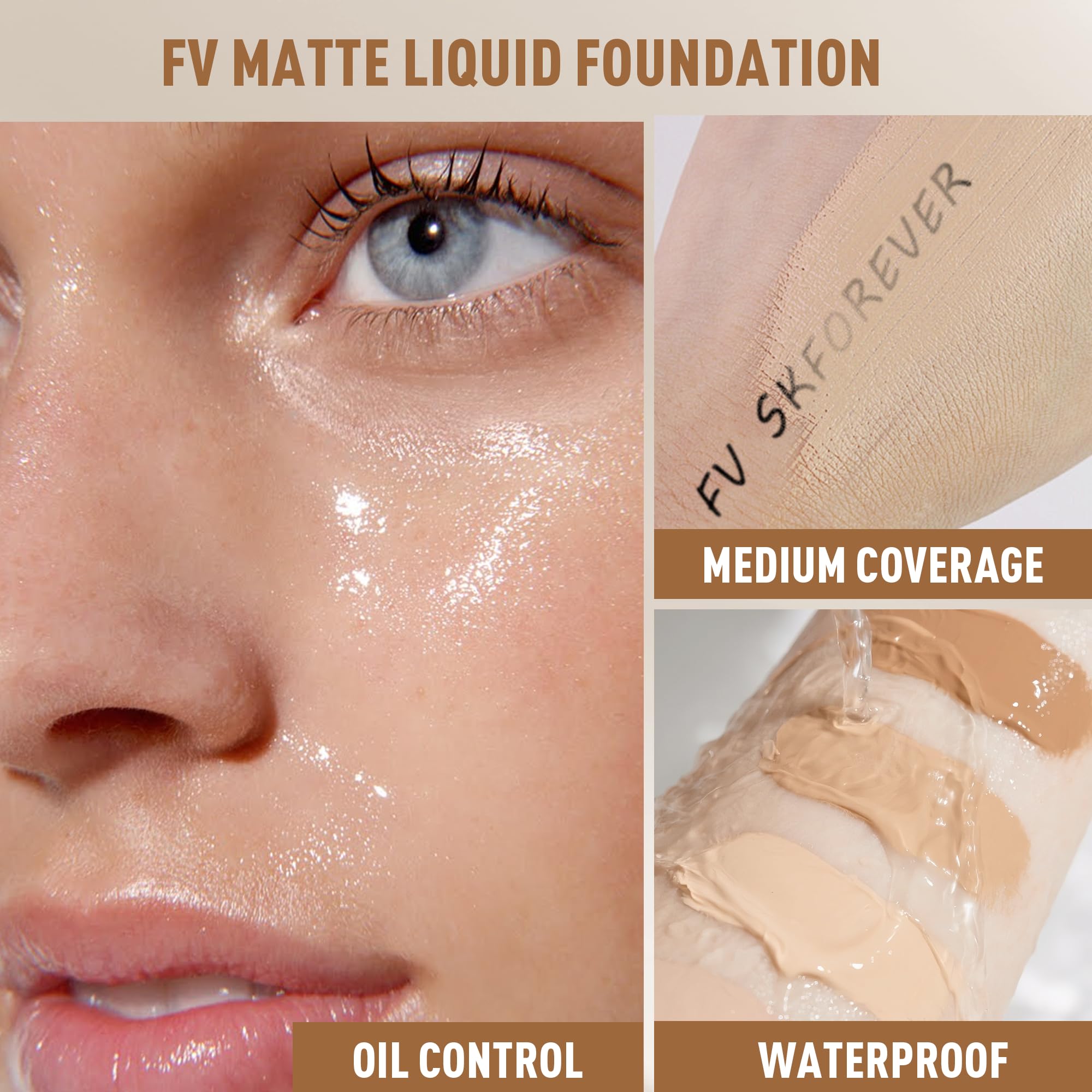 FV foundation natural beige swatch showcases shade match for light to medium tones