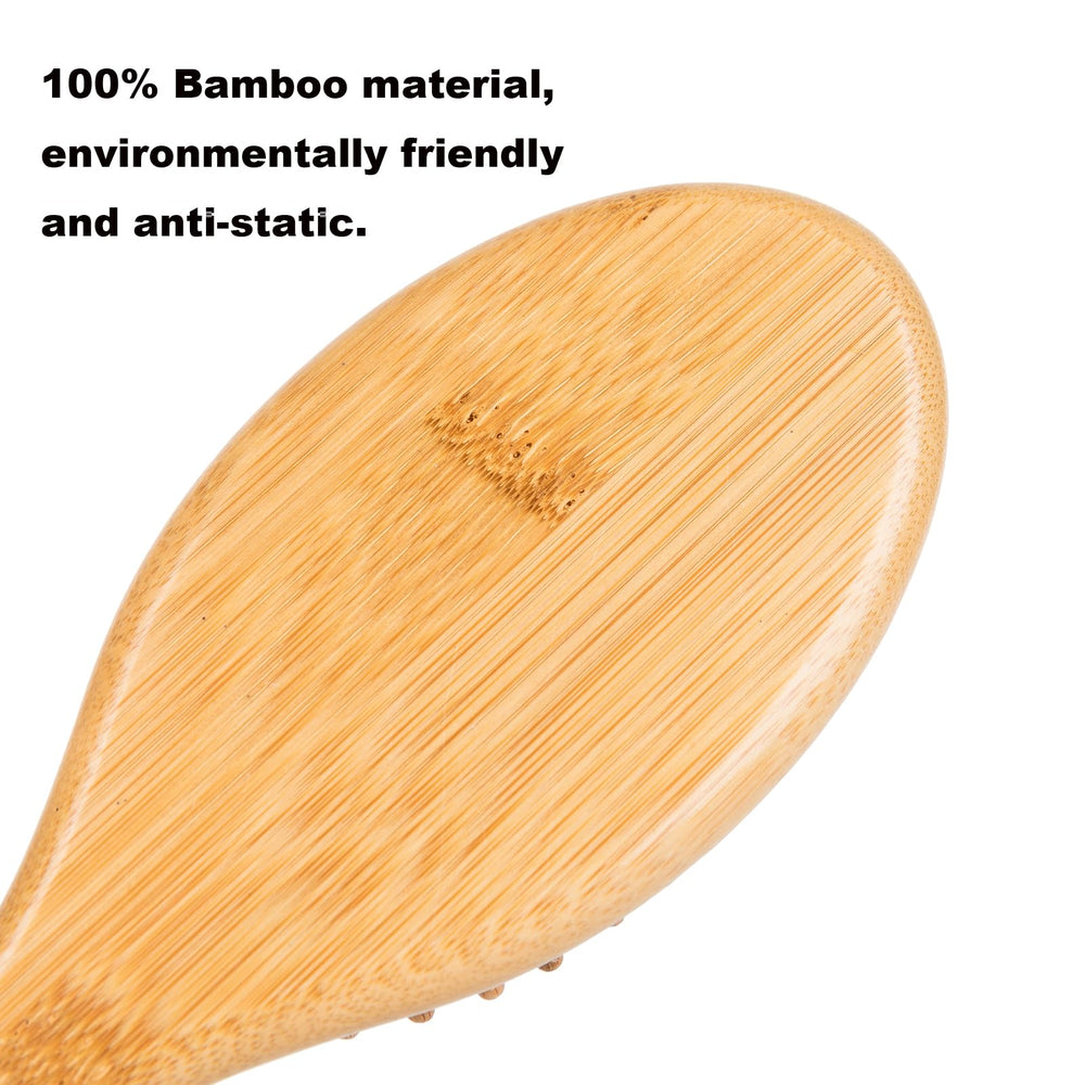 Fving bamboo hair brush set wide-tooth comb detangling wet hair