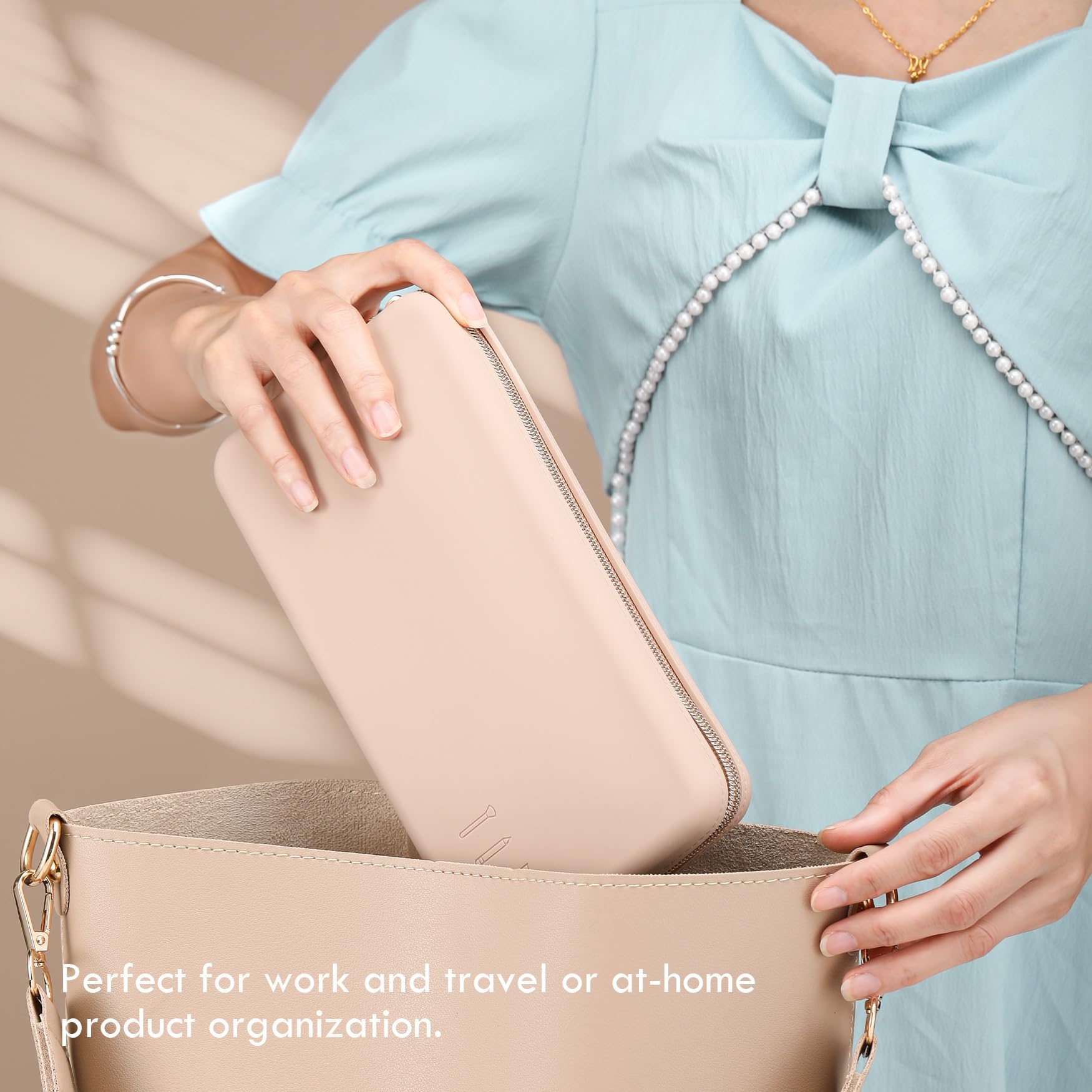 FVION compact-design makeup-brush-bag saving space in a bag
