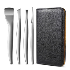 FVION professional pedicure knife-set 4pcs blades laid out for precise toenail grooming